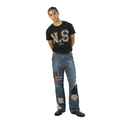 « Baoulé »patchwork single knee jean